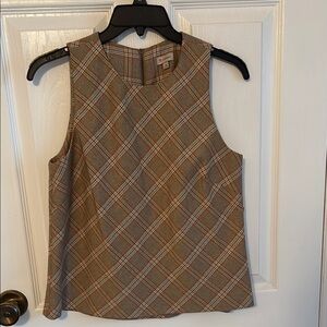 Daniel Cremieux Brown Plaid Sleeveless Blouse